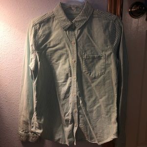 mint green striped button down